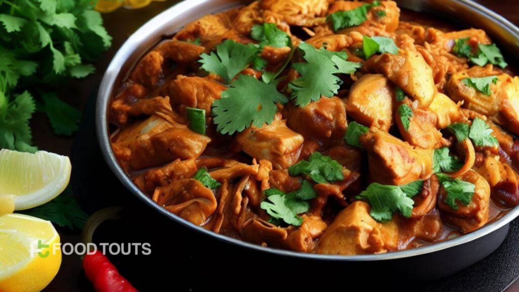 Chicken Karahi with Coriander leaves and lemons