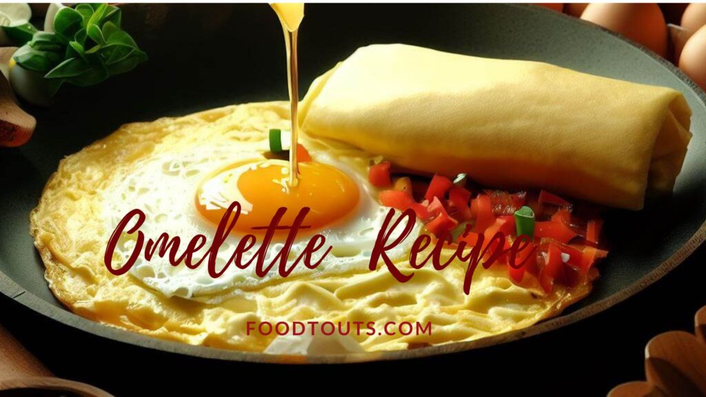 A plate of omelette with serving of bread