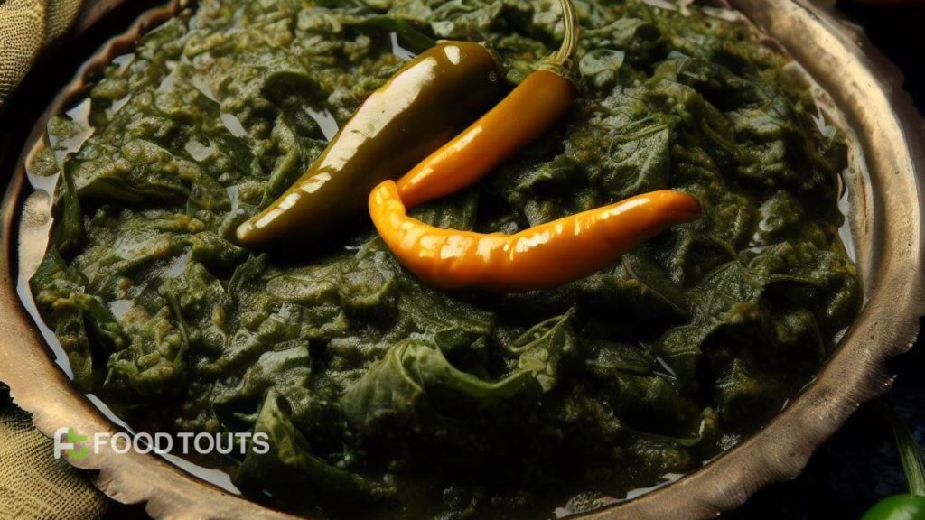 An AI generated Saag image with Chilie on top