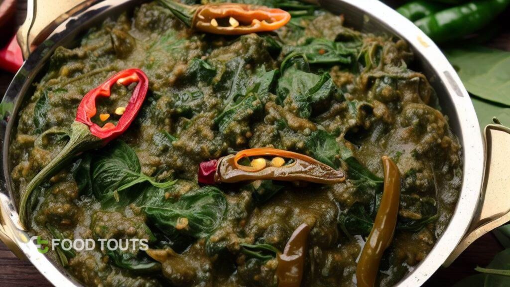 An AI generated image of Saag with red chillie