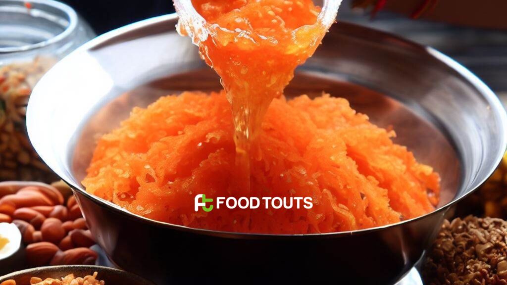 Gajar ka halwa in a silver bowl