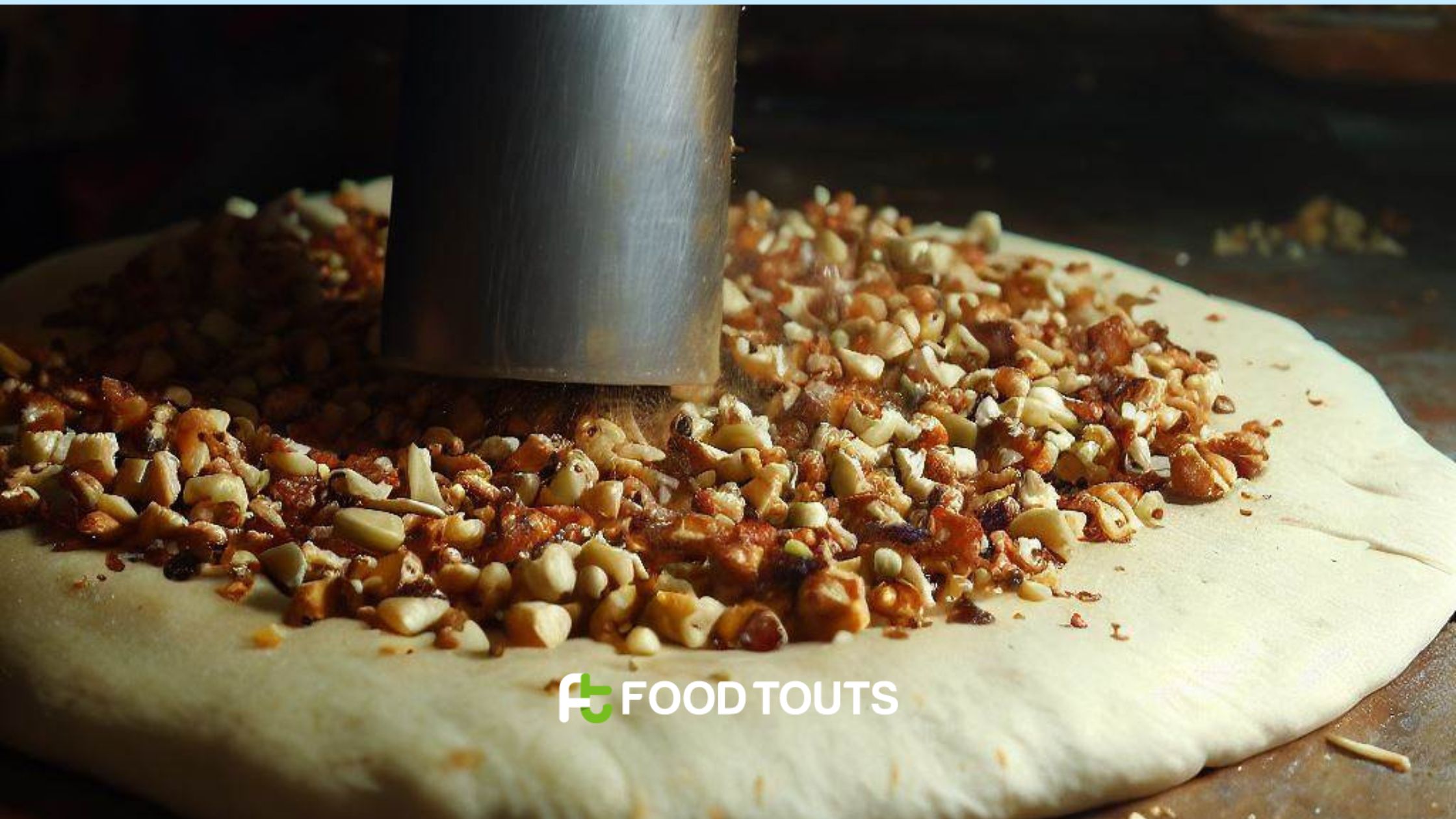 spreading filling material on the naan