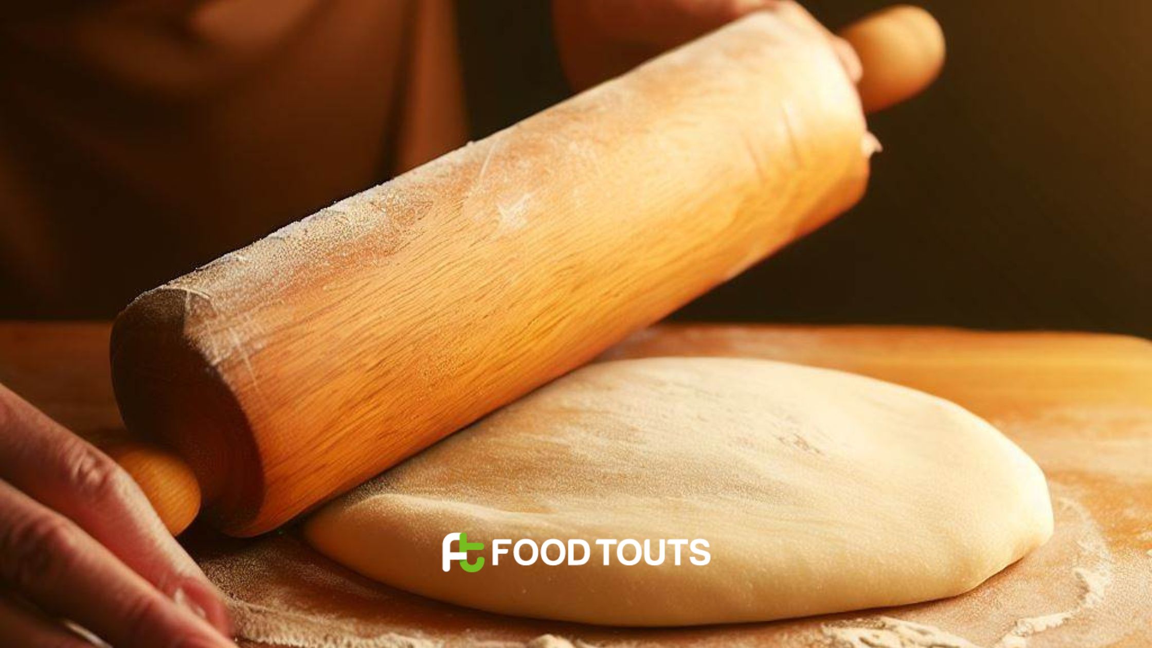 shaping naan on rolling board with rolling pin