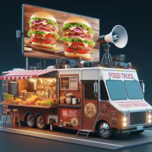 A 3d AI-generated image of Food trucks