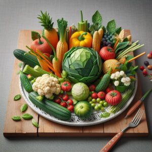 A set of vegetables in a tray which are often used in summer